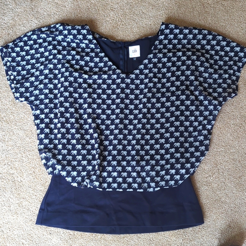 Cabin Navy Elephant print top